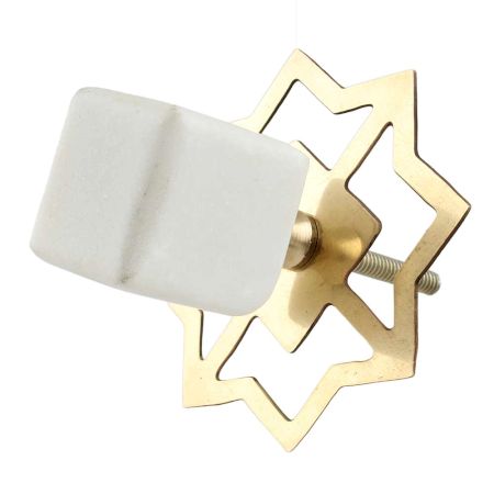 White Stone Square Dresser Knobs